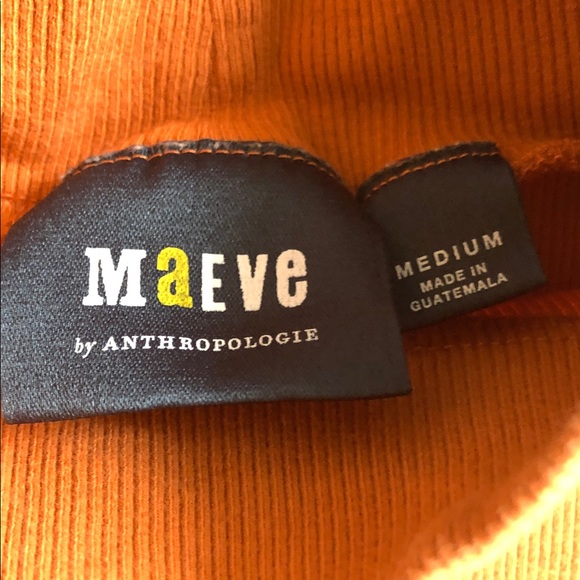 Anthropologie Maeve Ribbed Mock Neck Burnt Orange Short Sleeve Baby Tee M - Picture 5 of 8